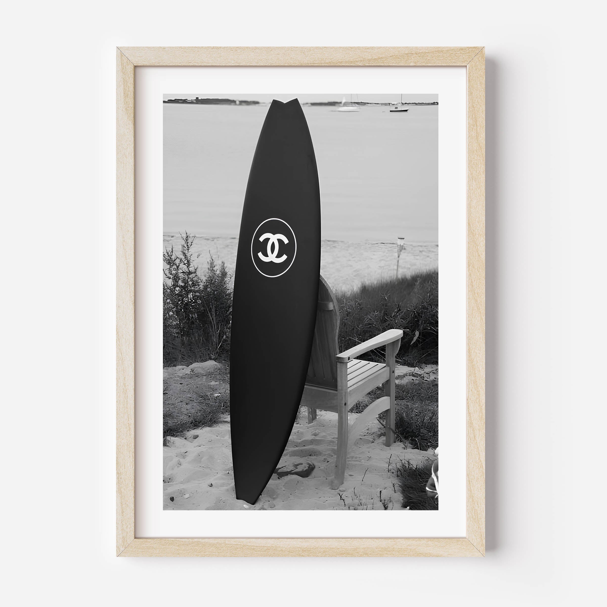 Black Surfboard Poster