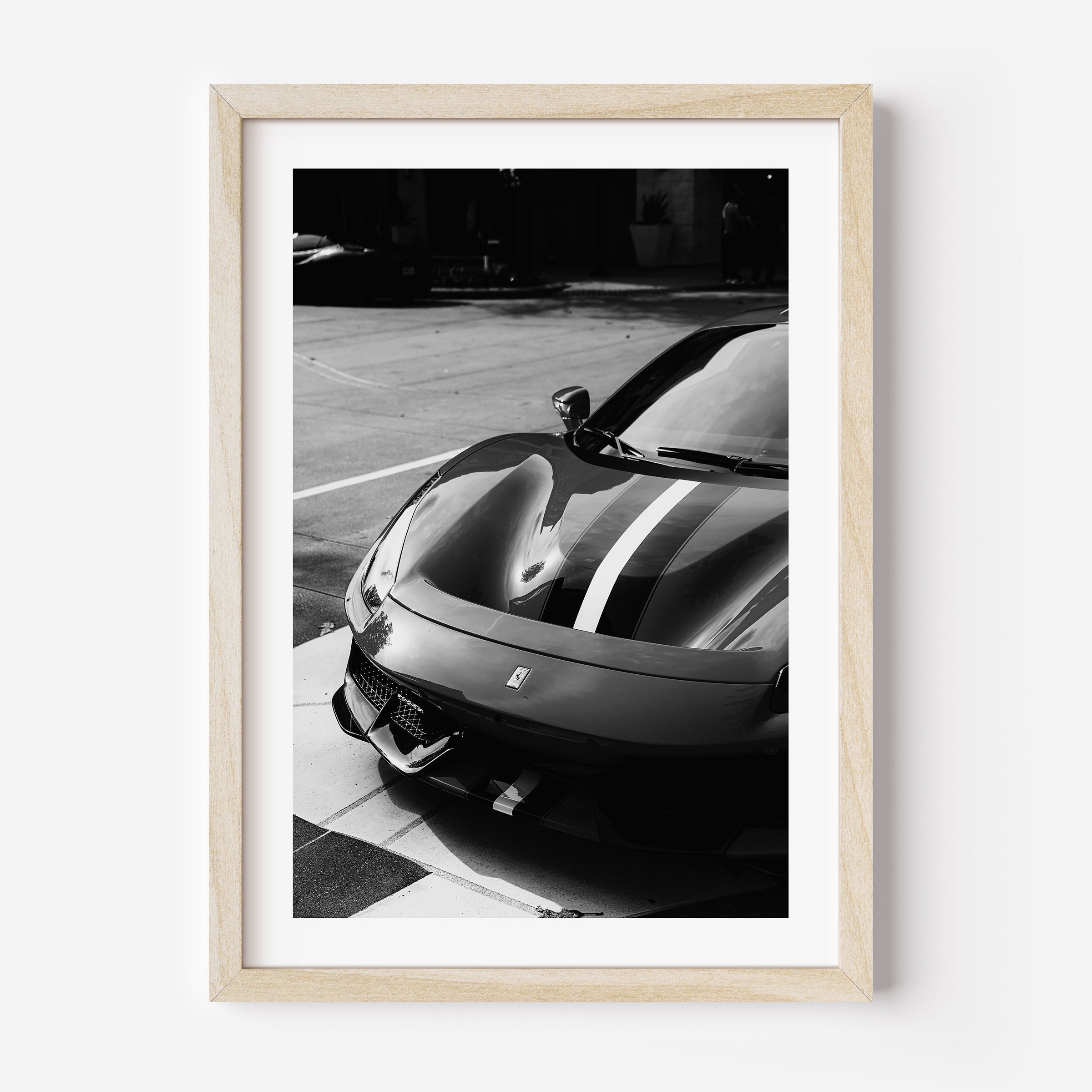 Ferrari Black and White Poster