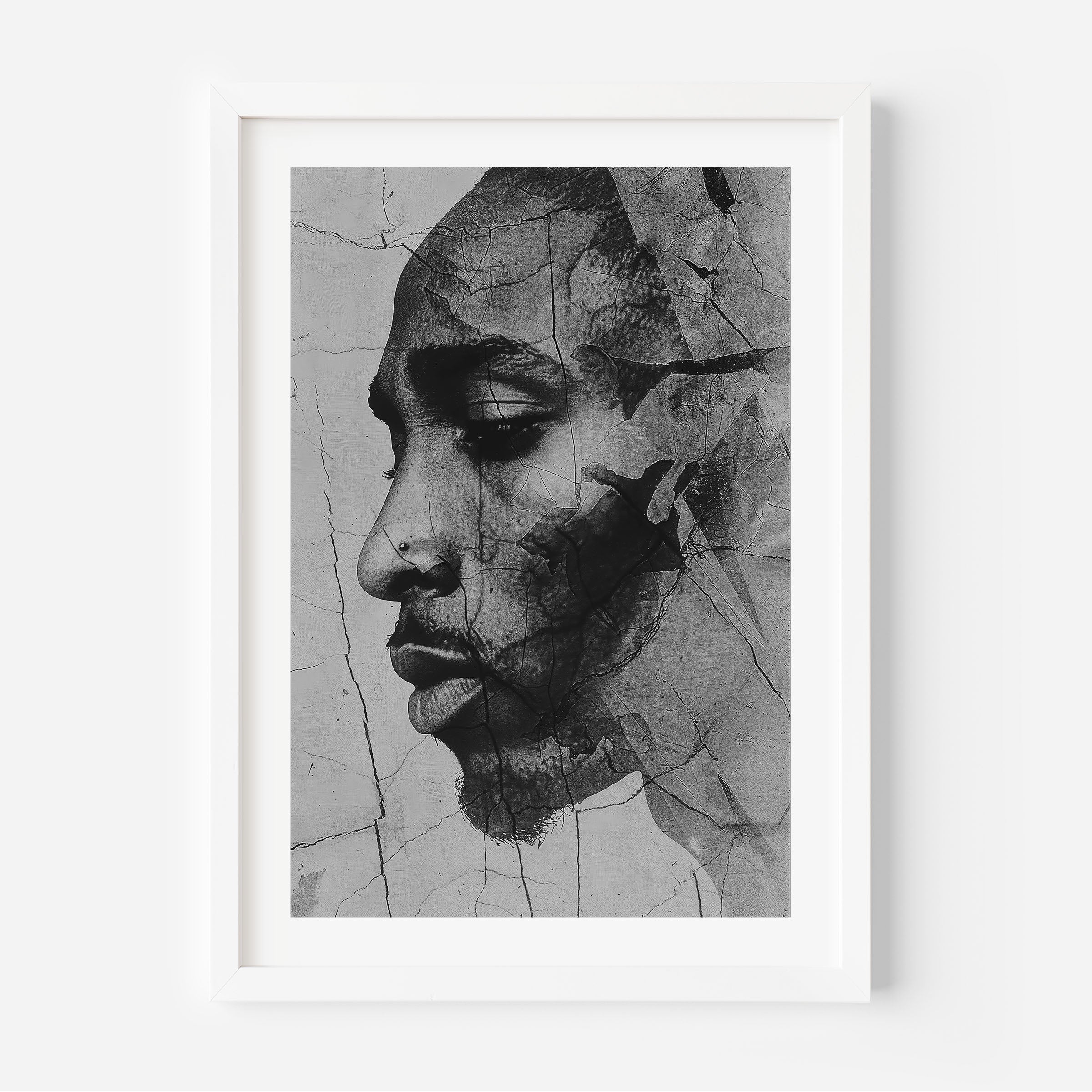 poster of the rap legend Tupac Shakur in black and white, wall art, home decor, interior design