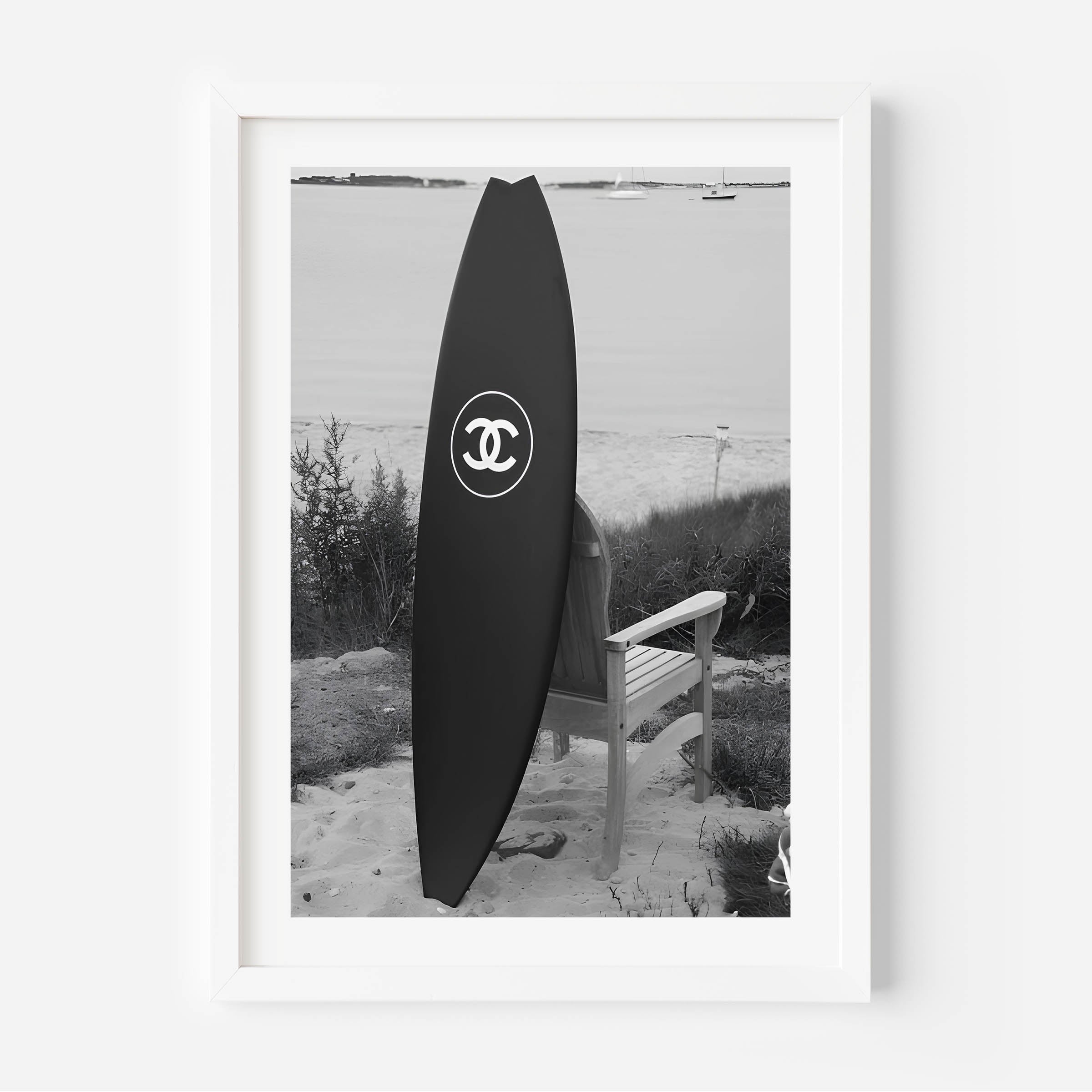 Black Surfboard Poster