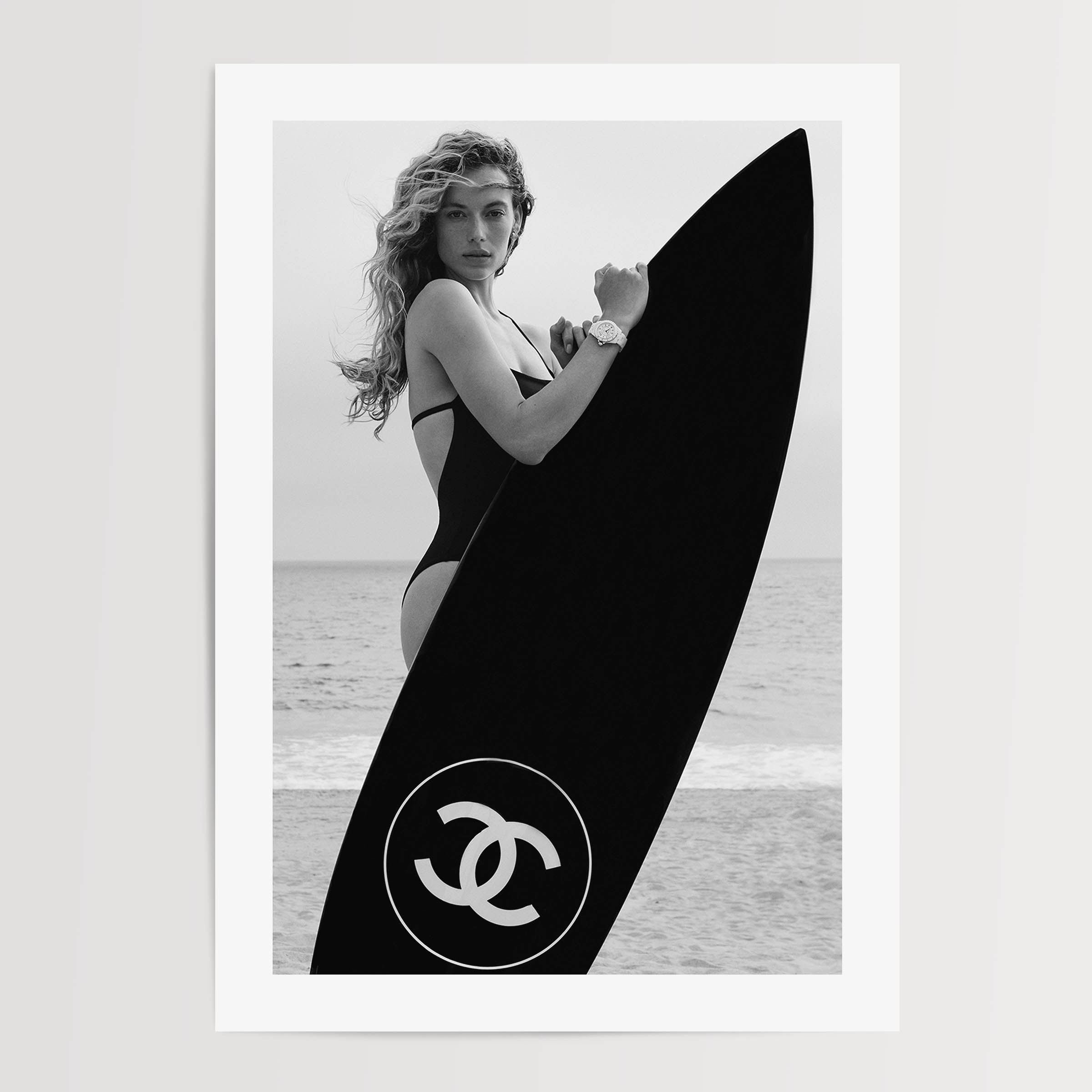 Coco Model With Surfboard Poster